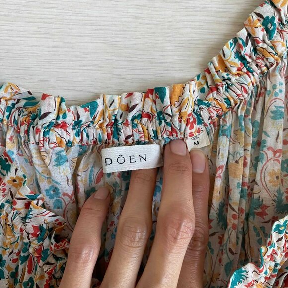 Doen Floral Midi Dress in Cream and Brown - Picture 4 of 9